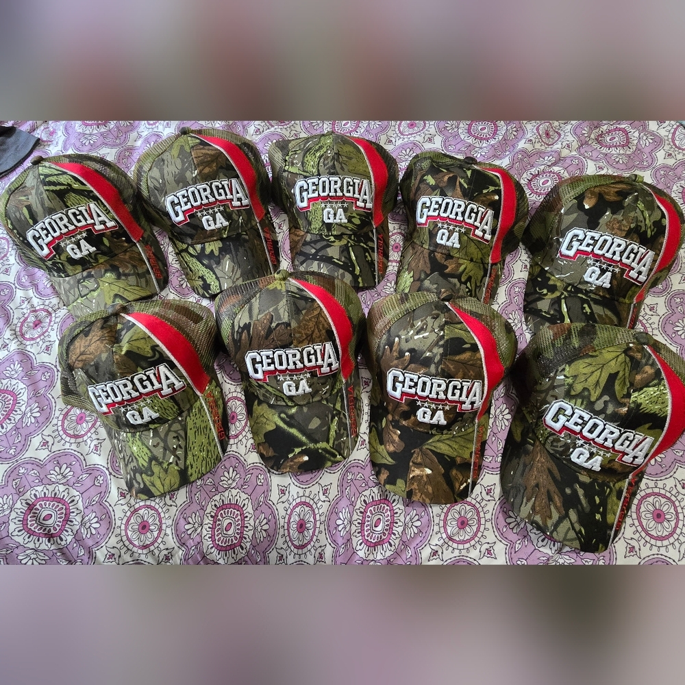 9 Georgia GA Camouflage Caps. Each Has A Unique Camo Pattern. NWOT